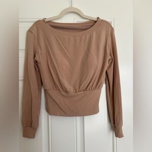 Women's Tan Long Sleeve Top - OGL built-in bra